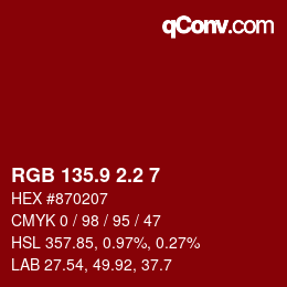 カラーコード: RGB 135.9 2.2 7 | qconv.com