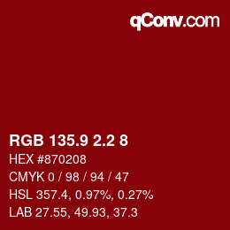 カラーコード: RGB 135.9 2.2 8 | qconv.com