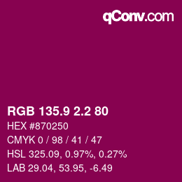 カラーコード: RGB 135.9 2.2 80 | qconv.com