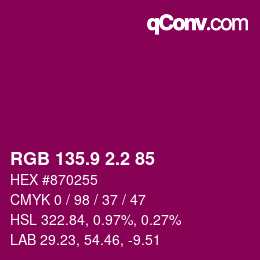 カラーコード: RGB 135.9 2.2 85 | qconv.com