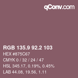 Color code: RGB 135.9 92.2 103 | qconv.com