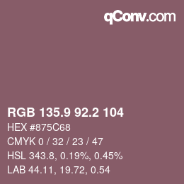 カラーコード: RGB 135.9 92.2 104 | qconv.com