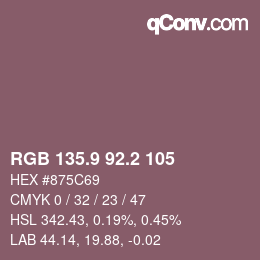 Color code: RGB 135.9 92.2 105 | qconv.com