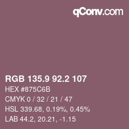 Color code: RGB 135.9 92.2 107 | qconv.com