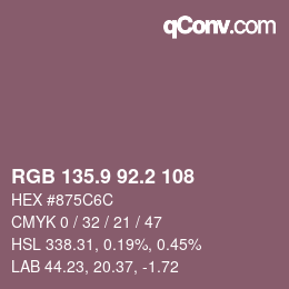 カラーコード: RGB 135.9 92.2 108 | qconv.com