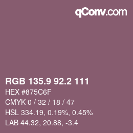 Color code: RGB 135.9 92.2 111 | qconv.com