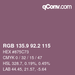 カラーコード: RGB 135.9 92.2 115 | qconv.com