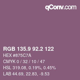 Color code: RGB 135.9 92.2 122 | qconv.com