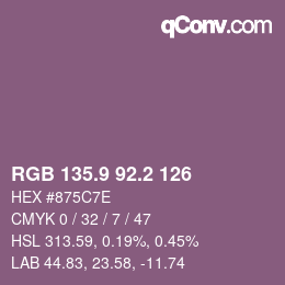 Color code: RGB 135.9 92.2 126 | qconv.com