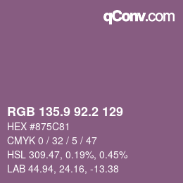 カラーコード: RGB 135.9 92.2 129 | qconv.com