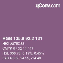 Color code: RGB 135.9 92.2 131 | qconv.com