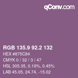 カラーコード: RGB 135.9 92.2 132 | qconv.com