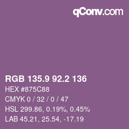 Color code: RGB 135.9 92.2 136 | qconv.com