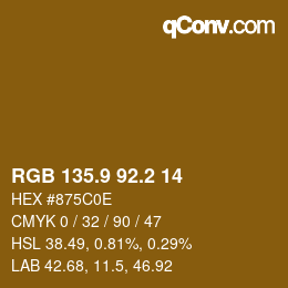 Color code: RGB 135.9 92.2 14 | qconv.com
