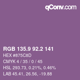 Color code: RGB 135.9 92.2 141 | qconv.com