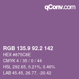 カラーコード: RGB 135.9 92.2 142 | qconv.com