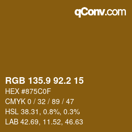 Color code: RGB 135.9 92.2 15 | qconv.com