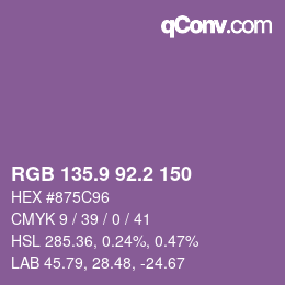 Color code: RGB 135.9 92.2 150 | qconv.com