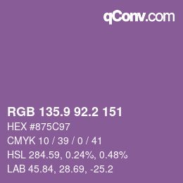 Color code: RGB 135.9 92.2 151 | qconv.com