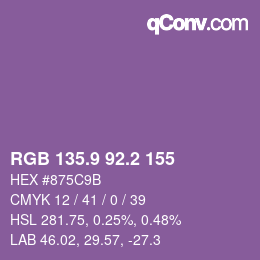 Color code: RGB 135.9 92.2 155 | qconv.com