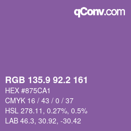 カラーコード: RGB 135.9 92.2 161 | qconv.com