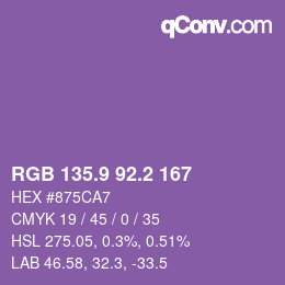 カラーコード: RGB 135.9 92.2 167 | qconv.com