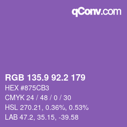 カラーコード: RGB 135.9 92.2 179 | qconv.com