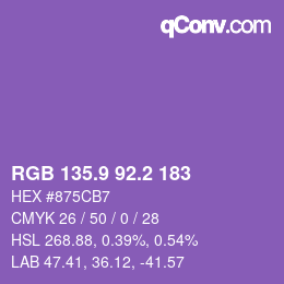 カラーコード: RGB 135.9 92.2 183 | qconv.com