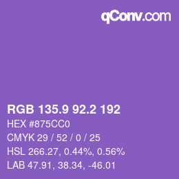 カラーコード: RGB 135.9 92.2 192 | qconv.com