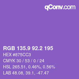 カラーコード: RGB 135.9 92.2 195 | qconv.com