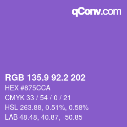 カラーコード: RGB 135.9 92.2 202 | qconv.com