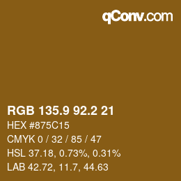 Color code: RGB 135.9 92.2 21 | qconv.com
