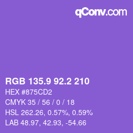 カラーコード: RGB 135.9 92.2 210 | qconv.com