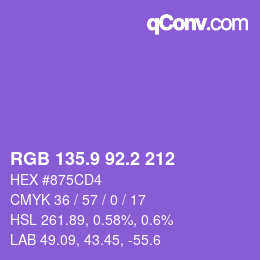 カラーコード: RGB 135.9 92.2 212 | qconv.com