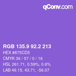 カラーコード: RGB 135.9 92.2 213 | qconv.com