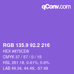 カラーコード: RGB 135.9 92.2 216 | qconv.com