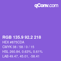 カラーコード: RGB 135.9 92.2 218 | qconv.com