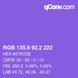 カラーコード: RGB 135.9 92.2 222 | qconv.com