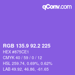 カラーコード: RGB 135.9 92.2 225 | qconv.com