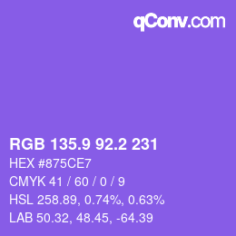 カラーコード: RGB 135.9 92.2 231 | qconv.com
