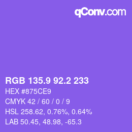 カラーコード: RGB 135.9 92.2 233 | qconv.com