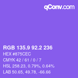 カラーコード: RGB 135.9 92.2 236 | qconv.com