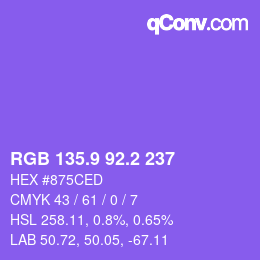 カラーコード: RGB 135.9 92.2 237 | qconv.com