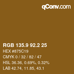 カラーコード: RGB 135.9 92.2 25 | qconv.com