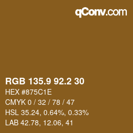 Color code: RGB 135.9 92.2 30 | qconv.com