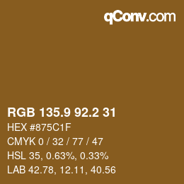 Color code: RGB 135.9 92.2 31 | qconv.com