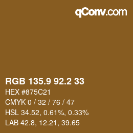 Color code: RGB 135.9 92.2 33 | qconv.com