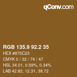 Color code: RGB 135.9 92.2 35 | qconv.com