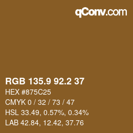 Farbcode: RGB 135.9 92.2 37 | qconv.com