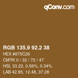 Color code: RGB 135.9 92.2 38 | qconv.com